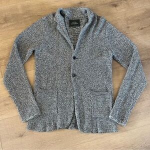 Slick Maintenant Et Classique M Black  White Marled Cardigan Button Front Pocket